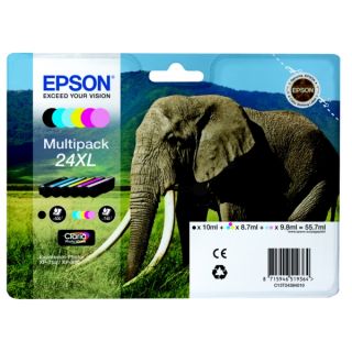 C13T24384021 / 24XL - cartouches de marque Epson - multipack 6 couleurs : noire, cyan, magenta, jaune