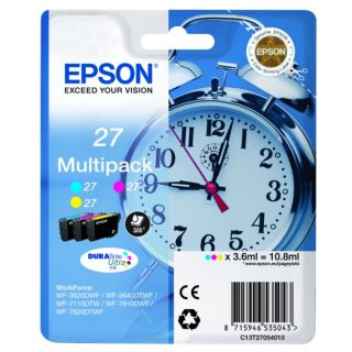 C13T27054010 / 27 - cartouches de marque Epson - multipack 3 couleurs : cyan, magenta, jaune