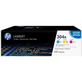 CF372AM / 304A - toners de marque HP - multipack 3 couleurs : cyan, magenta, jaune