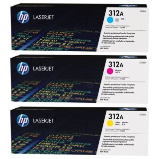 CF440AM / 312A - toners de marque HP - multipack 3 couleurs : cyan, magenta, jaune