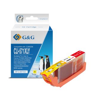 0334C001 / CLI-571 YXL - cartouche qualité premium compatible Canon - jaune