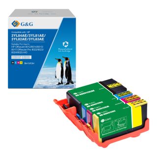 3YP34AE / 912XL - cartouches qualité premium compatible HP - multipack 4 couleurs : noire, cyan, magenta, jaune