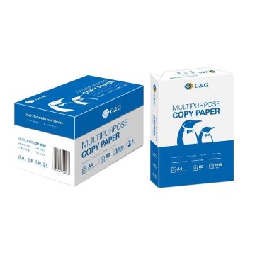 Carton de 5 ramettes de papier blanc A4 (210 × 297 mm) - 500 feuilles par ramette -80 g/m² - marque G&G.