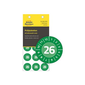 AVERY Zweckform Plaquette de contrôle, 2026, 20 mm, vert