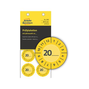 AVERY Zweckform Plaquette de contrôle, 20xx à inscrire,jaune
