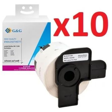 DK-11209 - Ruban cassette compatible Brother - Pack de 10 (800 étiquettes)