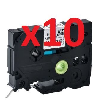 TZE-211 - Ruban cassette compatible Brother - Pack de 10 (noir, blanc)