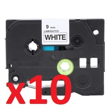 TZE-221 - Ruban cassette compatible Brother - Pack de 10 (noir, blanc)