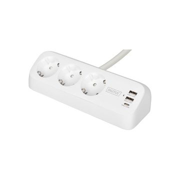 DIGITUS Steckdosenleiste, 3-fach + 3x USB, weiß