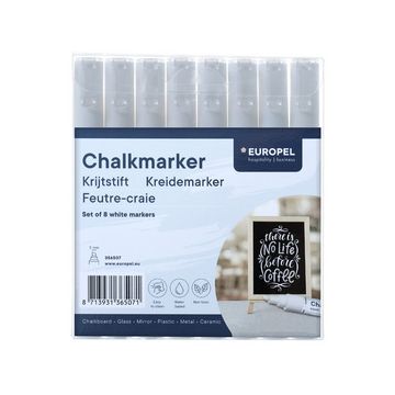 EUROPEL Marqueur craie 6 mm, étui de 8, blanc