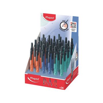 Maped Compas avec adaptateur, assorti, présentoir de 24 x24