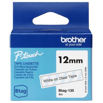 BTAG135 - rouleau d'étiquettes de marque Brother - transparent, blanc