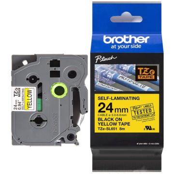 TZESL651 - ruban cassette de marque Brother - noir, jaune