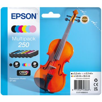 C13T16N84010 / 250 - cartouches de marque Epson - multipack 6 couleurs : noire, cyan, magenta, jaune