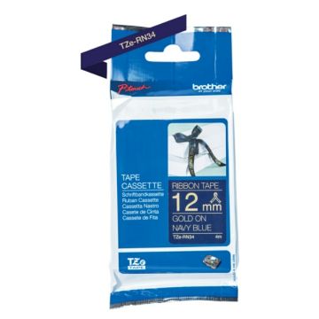 TZERN34 - ruban cassette de marque Brother - bleu, or