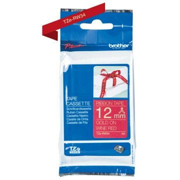 TZERW34 - ruban cassette de marque Brother - rouge, or