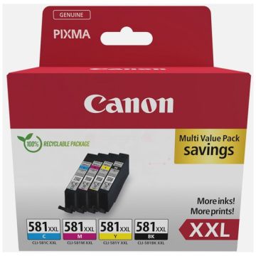1998C005 / CLI-581 XXL - cartouches de marque Canon - multipack 4 couleurs : noire, cyan, magenta, jaune