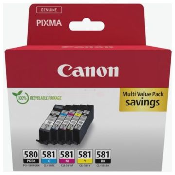 2078C005 / PGI-580 CLI-581 - cartouches de marque Canon - multipack 5 couleurs : noire, cyan, magenta, jaune