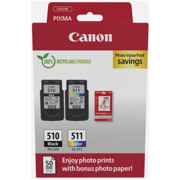 2970B018 / PG-510+CL-511 - cartouches de marque Canon - multipack 2 couleurs : noire, multicouleur