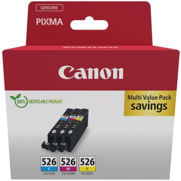 4541B019 / CLI-526 - cartouches de marque Canon - multipack 3 couleurs : cyan, magenta, jaune