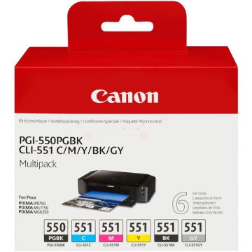 6509B013 / PGI-550/CLI-551 - cartouches de marque Canon - multipack 4 couleurs : noire, cyan, magenta, jaune