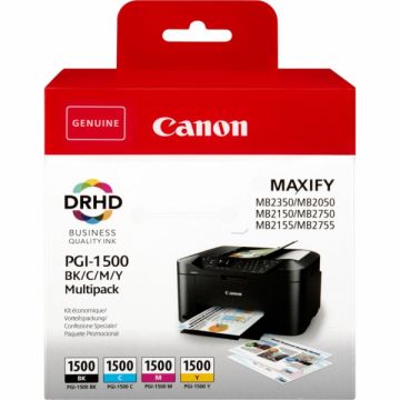 9218B006 / PGI-1500 BKCMY - cartouches de marque Canon - multipack 4 couleurs : noire, cyan, magenta, jaune