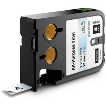 1868741 - rouleau d'étiquettes de marque Dymo - noir, transparent