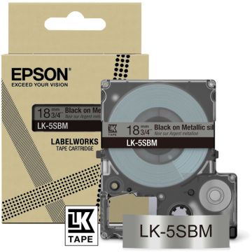 C53S672094 / LK-5SBM - rouleau d'étiquettes de marque Epson - noir, argenté