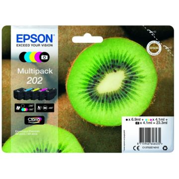 C13T02E74020 / 202 - cartouches de marque Epson - multipack 5 couleurs : noire, cyan, magenta, jaune