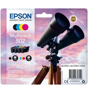 C13T02V64010 / 502 - cartouches de marque Epson - multipack 4 couleurs : noire, cyan, magenta, jaune