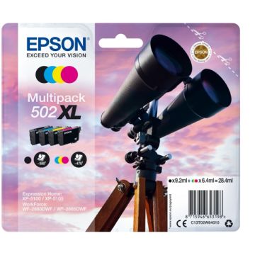 C13T02W64020 / 502 - cartouches de marque Epson - multipack 4 couleurs : noire, cyan, magenta, jaune