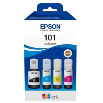 C13T03V64A / 101 - bouteille d'encre de marque Epson - multipack 4 couleurs : noire, cyan, magenta, jaune C13T03V64A / 101 - bouteille d'encre de marque Epson - multipack 4 couleurs : noire, cyan, magenta, jaune