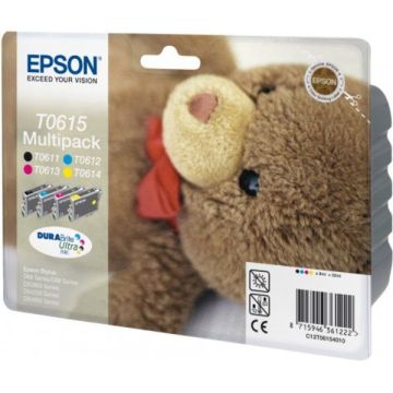 C13T06154010 / T0615 - cartouches de marque Epson - multipack 4 couleurs : noire, cyan, magenta, jaune