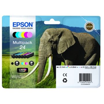 C13T24284010 / 24 - cartouches de marque Epson - multipack 6 couleurs : noire, cyan, magenta, jaune