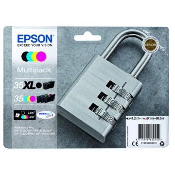 C13T35994010 / 35XL/35 - cartouches de marque Epson - multipack 4 couleurs : noire, cyan, magenta, jaune C13T35994010 / 35XL/35 - cartouches de marque Epson - multipack 4 couleurs : noire, cyan, magenta, jaune