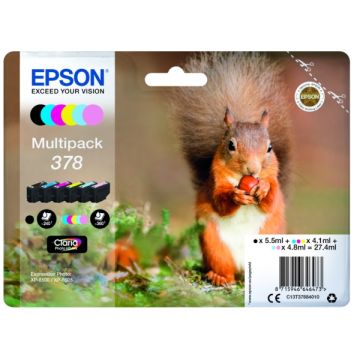 C13T37884010 / 378 - cartouches de marque Epson - multipack 6 couleurs : noire, cyan, magenta, jaune