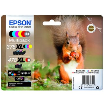 C13T379D4010 / 378XL/478XL - cartouches de marque Epson - multipack 6 couleurs : noire, cyan, magenta, jaune, rouge, grise