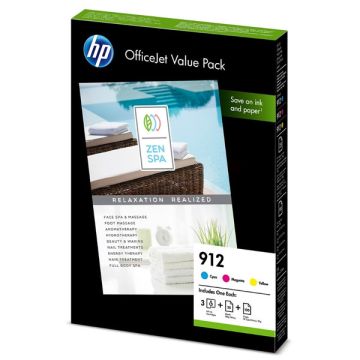 6JR41AE / 912 - cartouches de marque HP - multipack 3 couleurs : cyan, magenta, jaune