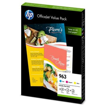 6JR42AE / 963 - cartouches de marque HP - multipack 3 couleurs : cyan, magenta, jaune 6JR42AE / 963 - cartouches de marque HP - multipack 3 couleurs : cyan, magenta, jaune