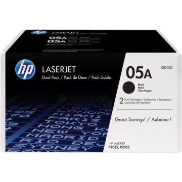 CE505D / 05A - toner de marque HP - noir - pack de 2