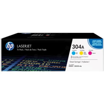 CF372AM / 304A - toners de marque HP - multipack 3 couleurs : cyan, magenta, jaune