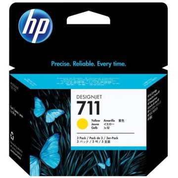 CZ136A / 711 - cartouche de marque HP - jaune - pack de 3