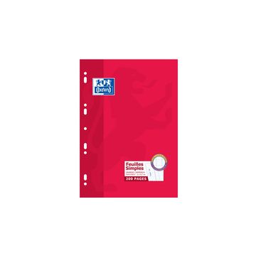 Oxford Feuilles simples perforées, A4, séyès