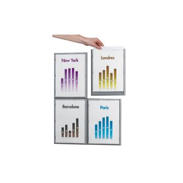 PAPERFLOW Cadre mural Info, A4, couleur: gris aluminium x4 PAPERFLOW Cadre mural Info, A4, couleur: gris aluminium x4