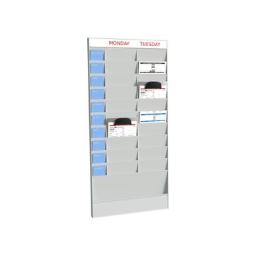 PAPERFLOW Planificateur de bureau mural, 20 casiers, gris