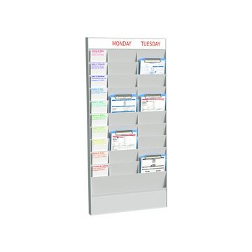 PAPERFLOW Planificateur de bureau mural, 20 casiers, gris