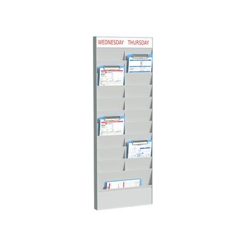 PAPERFLOW Planificateur de bureau mural, 20 casiers, gris