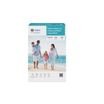 Papiers photo brillant adhésif - 10x15cm - 100 feuilles - 135g