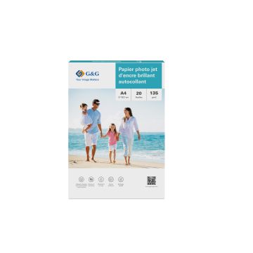 Papiers photo brillant adhésif - A4 - 20 feuilles - 135g