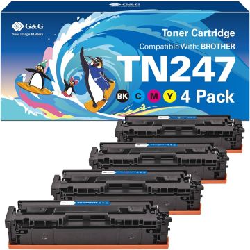 TN247CMYK - toners qualité premium compatible Brother - multipack 4 couleurs : noir, cyan, magenta, jaune